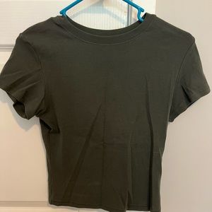 Discontinued Skims pointelle army green t shirt